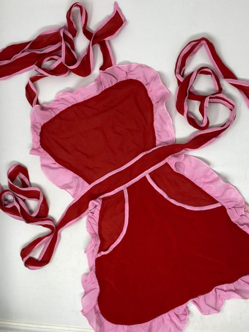 Agent Provocateur Red Pink Silk Blend Apron One Size New